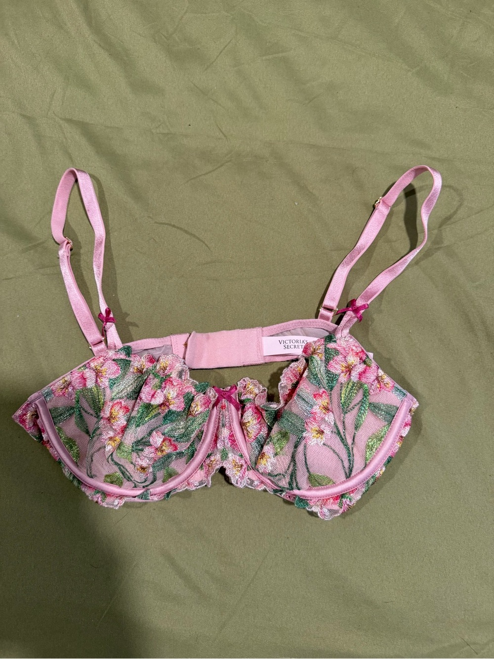 Victoria's Secret Pink Floral Embroidered Balcony Bra